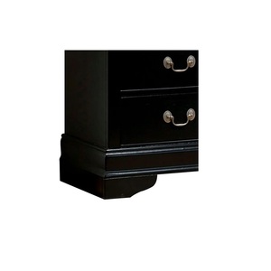 Table de chevet noire Louis Philippe en bois massif, construction à queue de pie anglaise, poignées suspendues en nickel antique - Product Image 5
