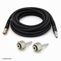 Tuyau de nettoyeur haute pression LW-HS-C19 LINKWASH 180 bars 2610 PSI 7 m en acier texturé tressé 6,0 ID 10,5 OD M22 X 1,5 DN15C Noir