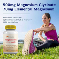 Capsules de glycinate de magnésium personnalisables à marque privée, certifiées Halal/Kosher, complément minéral premium pour le soulagement du stress