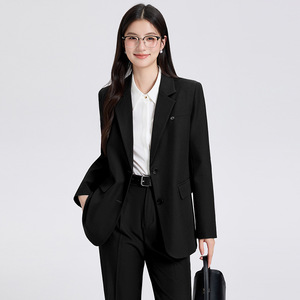 Women's Suit Set Solid Color Polyester Anti-Wrinkle Professional Two-Piece Casual Suit Jacket And Trousers - Product Image 3