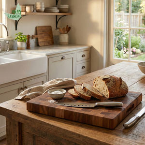 <span class=keywords><strong>Planche</strong></span> à découper double face en bambou à grain bout, bloc à découper en bois, ustensiles de cuisine avec côté pour fruits, légumes, viande, passe au lave-vaisselle - Product Image 4