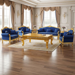 Table basse en bois massif sculpté à la main, style antique doré, OE-FASHION, pour salon de villa royale - Product Image 2