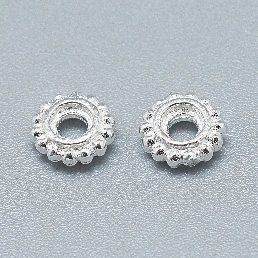 Pandahall 3Mm Platte Ronde 925 Sterling Zilveren Spacer Kralen