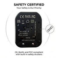 Adaptador de Viaje Universal con Enchufe Retráctil, Cargador USB Tipo C para Teléfono, Tableta, Portátil, Reino Unido, UE, EE. UU., Australia