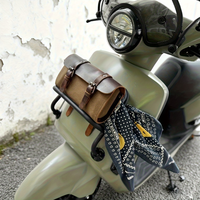 Sacoche à outils vintage en toile et cuir Crazy Horse pour vélo, sacoche universelle pour guidon et selle, pochette de rangement rétro pour moto et scooter