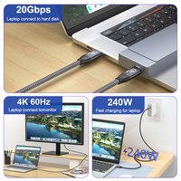 Câble USB-C ULT-unite en gros, USB 3.2, 1M, 2M, 3M, 5M, charge rapide PD 240W, sortie vidéo 4K 60Hz, transfert de données 20 Gbit/s