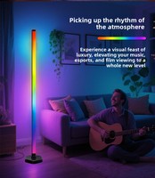 Lámpara de Pie LED RGB de Esquina, Paquete de 2, Base Hexagonal, Sincronización con Música, Control Remoto por Aplicación, Luz Ambiental para Sala de Estar, Dormitorio, Juegos, CE, RoHS, FCC