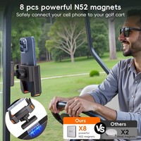 Support magnétique pour téléphone de golf, base aimantée puissante 8 N52, réglage à 360°, fixation rapide, pour chariot de golf et surfaces métalliques