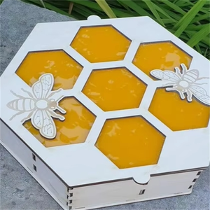 Mükemmel hediye altıgen ahşap bal kapaklı kutu - Product Image 6