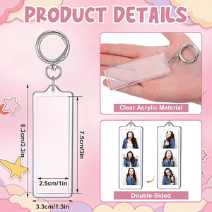 Mini <span class=keywords><strong>llavero</strong></span> con marco para tiras <span class=keywords><strong>de</strong></span> <span class=keywords><strong>fotos</strong></span>, <span class=keywords><strong>llavero</strong></span> <span class=keywords><strong>de</strong></span> acrílico para fotomatón, <span class=keywords><strong>llavero</strong></span> <span class=keywords><strong>de</strong></span> doble cara, en blanco, regalo personalizado DIY - Product Image 2