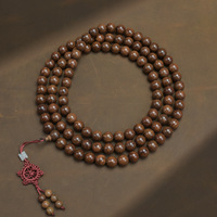 Collier et bracelet Mala à 108 perles : Bracelet de prière en bois de santal doré naturel, pour le yoga, la méditation et la guérison