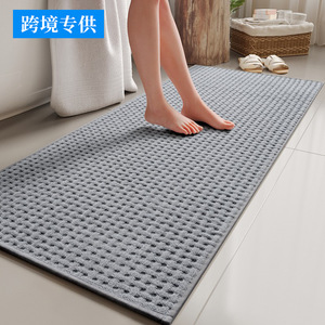 Alfombra de Baño de Felpa Rectangular Beige Absorbente de Secado Rápido, Diseño Minimalista, Alfombra Antideslizante para Baño - Product Image 2
