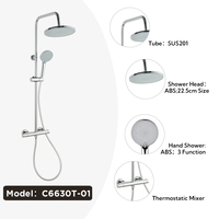 Cartouche de vanne homologuée ACS, test NSS ≥96 heures, colonne de douche murale en acier inoxydable avec mitigeur thermostatique