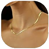 Collar de <span class=keywords><strong>cadena</strong></span> fina de eslabones tipo espiga de oro de 14K para mujer, joyería fina, moderno y delicado, <span class=keywords><strong>con</strong></span> <span class=keywords><strong>cadena</strong></span> gruesa de serpiente y piedra natural, ideal para regalo. - Product Image 2
