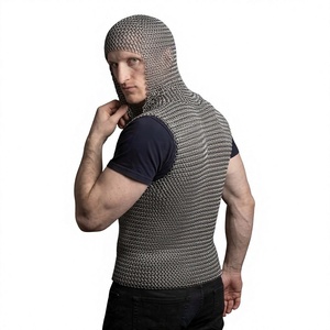 Gilet en maille d'acier avec capuche, style antique, armure métallique soudée, protection intégrale - Product Image 5