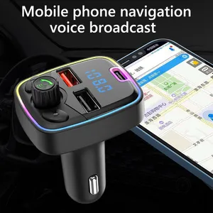 P10 Car BT FM Transmitter Wireless Dual USB Type-c Fast Charging MP3 Handsfree Audio Player Car Kit Car Accessories