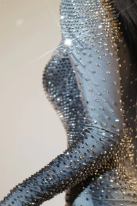 <span class=keywords><strong>Rom</strong></span> de fiesta de verano con estampado de moda manga larga transparente y monos de cristal decoración de lentejuelas ajustadas - Product Image 2