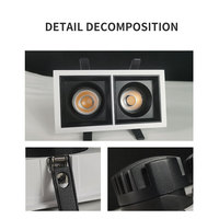 Spot LED encastré moderne Dali Triac 0-10V à intensité variable, anti-éblouissement, orientable, double tête, carré, pour plafond