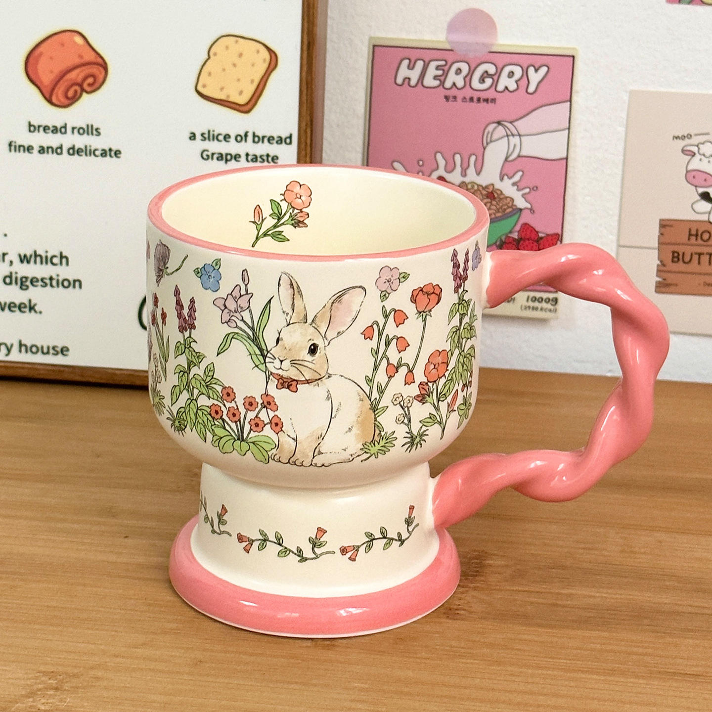 [Single Cup] Stem Glass - Flower Rabbit