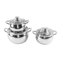 Vente en gros de poêles de cuisine de luxe en acier inoxydable 6 pièces de différentes tailles casseroles à gaz cuisson domestique casseroles à soupe batterie de cuisine personnalisable
