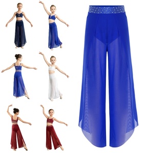 Traje de Danza Contemporánea para Niñas de 6 a 16 Años, Pantalones Brillantes con Pedrería, Ropa de Danza para Competencia, Clases de Danza y Práctica - Product Image 1