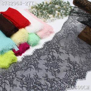 ผ้าลูกไม้ถักแบบยั่งยืนลายตาข่าย ขนาด 23 ซม. สีดำ ขาว แดง ไนลอน ลายดอกไม้ ชานทิลลี่ ขอบลูกไม้แบบขนตา สำหรับชุดชั้นใน - Product Image 1