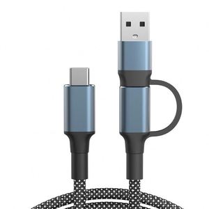 สายชาร์จเร็ว PD100W สำหรับ iPhone Android วัสดุแบบถัก 1 ม. 2 ม. สาย USB 2 in 1 หัวต่อคู่แบบ Type-C - Product Image 1