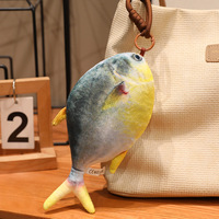 Porte-clés en peluche mignon et réaliste en forme de poisson tropical, petit jouet en peluche avec rembourrage en coton PP super doux, accessoires unisexes