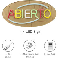 Enseignes néon LED espagnoles Abierto, à intensité variable, alimentées par USB, lumière d'ambiance, décoration de vitrine, lumière indicatrice de rue, 5V