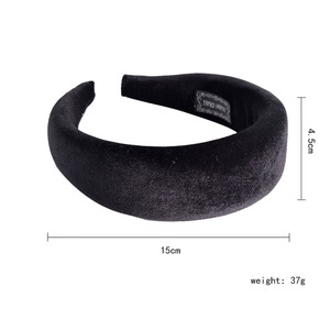 Puffy Head Band Velvet Fabric Headband Thick Sponge <strong>Padded</strong> Solid Color Wide <strong>Hair</strong> Band - Product Image 1