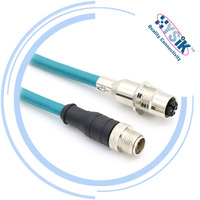 X-kode M12 ke RJ45 kabel 8P8C CAT6A Ethernet 2*4 * 26AWG 8 Pin kabel konektor rakitan untuk industri