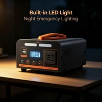 Station d'alimentation d'urgence LiFePO4 300W 0,2kWh 12V, 220V AC, 3 ports DC, USB 200W, entrée solaire, lumière LED, camping, secours domestique