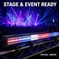 Projecteur Stroboscopique 720 LED 48+24 Segments DMX512 RGBW pour Scène, Effet de Chasse Lumineuse, DJ, Fête, Concert, Bar, Disco, 300W, Dimmable, Suspendu
