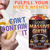 Gummies à l'extrait de graines d'Ashwagandha pressées à froid pour l'amélioration de la puissance masculine, pour des performances plus importantes, plus épaisses et plus durables, flacon de 60 unités