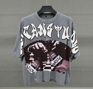 รับผลิตเสื้อยืดสตรีทแวร์ดีไซน์ OEM ผ้าคอตตอนหนา พิมพ์ลายดิจิทัล ทรงดรอปไหล่ ผลิตเสื้อยืดคุณภาพสูงแบบโอเวอร์ไซส์ตามสั่ง - Product Image 5