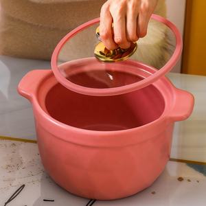 Casseruola in ceramica binaurale nordica pentola per zuppa di Spodumene fiamma aperta pentola di riso casseruola di riso casseruola smaltata - Product Image 5