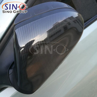 Film adhésif pour voiture sans bulles d'air 2D 3D 4D 5D 6D 7D Noir brillant, film de protection complet pour voiture, vinyle noir en fibre de carbone