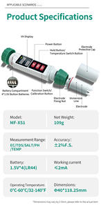MF-X51 Taşınabilir 5'i 1 Arada Su Kalitesi <span class=keywords><strong>Test</strong></span> Cihazı, Ev Akvaryumu için Yüksek Hassasiyetli Prob ile TDS EC pH Tuz Sıcaklığı Ölçer - Product Image 4
