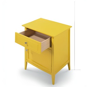 Vibrant Yellow Casual Nightstand With Drawer And Door Bedroom <b>Storage</b> Furniture - Product Image 2