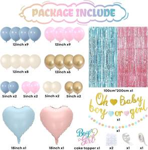 Set de Decoración con Globos para Fiesta de Revelación de Género, Globos de Látex Rosa, Azul y Dorado, Banner '<span class=keywords><strong>Oh</strong></span> Baby', Adorno para Pastel de Niño o Niña, Cortina de Flecos - Product Image 3