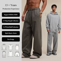 Pantalones Jogger Lisos de Algodón Puro de 480g, Estilo Urbano, Pierna Ancha, para Hombre, Ropa Deportiva, Lavado a la Piedra