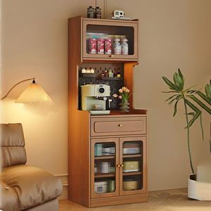 Solid Wood <b>Sideboard</b> Integrated Design Narrow Tall <b>Cabinet</b> With Drawers Modern Kitchen Storage For <b>Small</b> Apartments - Product Image 1