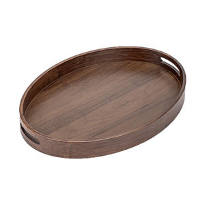 Bandejas para pasteles de madera de acacia retro sencillas al por mayor, platos de postre para el hogar y restaurantes, bandejas ovaladas para servir. - Product Image 2