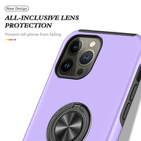 Coque de téléphone hybride antichoc en PC et TPU souple avec support anneau métallique rotatif à 360° pour iPhone 15 14 13 16 17 Pro Pro Max
