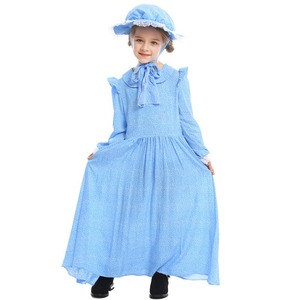 2024 pionnier fille Lolita Costume pour enfants mignon bleu colonial Prairie robe manches longues pour Halloween TV film inspiré - Product Image 4