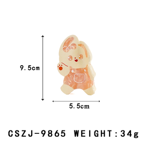 Barrettes à cheveux en acétate patchwork lapin mignon au design personnalisé, accessoire pour cheveux rétro pour femmes, vente en gros personnalisée. - Product Image 2