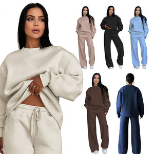 <span class=keywords><strong>Nouvelle</strong></span> <span class=keywords><strong>Collection</strong></span> Automne/Hiver – Ensemble Décontracté Ample <span class=keywords><strong>Femme</strong></span> Col Rond Manches Longues Couleur Unie Style Européen/Américain – Sweat-shirt et <span class=keywords><strong>Pantalon</strong></span> - Product Image 1
