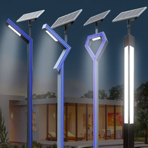 Lampe solaire à poteau <span class=keywords><strong>avec</strong></span> détecteur optique, motif ondulé, lumières de jardin, décoration, pelouse, aménagement paysager, lumière de pilier, bande verte - Product Image 6