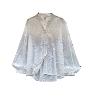 2026秋季女式刺绣蕾丝衬衫长袖宽松纽扣休闲通勤衬衫 - Product Image 5