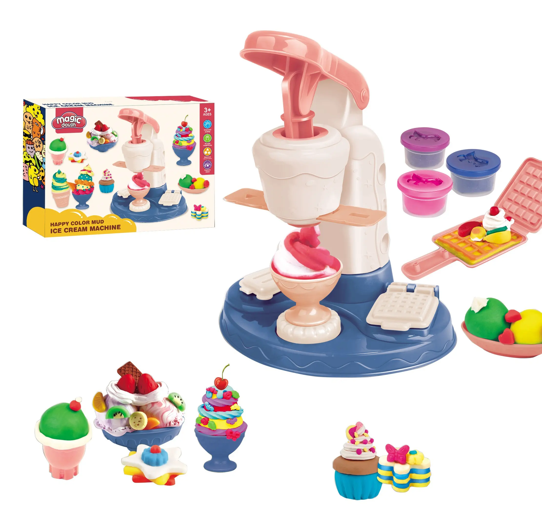 Детский Цветной глиняный инструмент STEM, игрушки, машина для мороженого, «сделай сам», кухня, игра, детский набор пластилистного теста